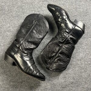 Tony Lama Boots Mens Size 9.5 EE Black Leather Western Cowboy Pointed Toe